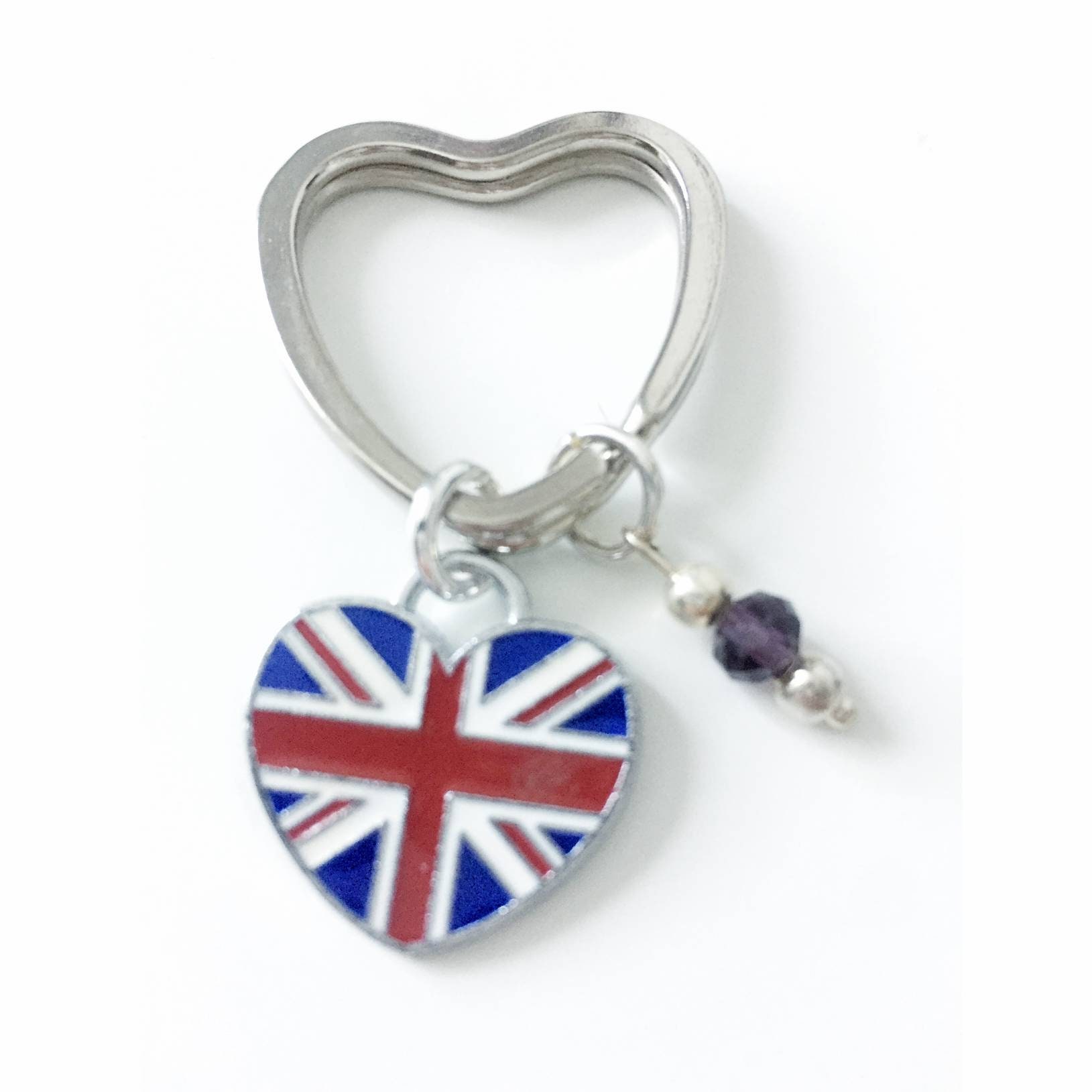 Union Jack Heart Charm keyring Personalised Gifts British | Etsy