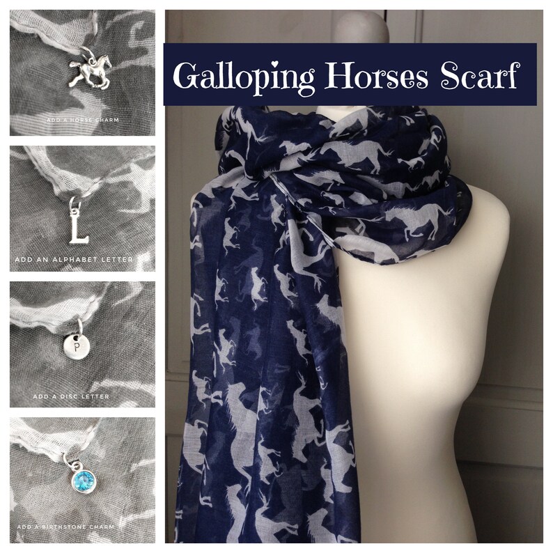 Horses Scarf Dressage Horse Lover Personalised Present Send Etsy