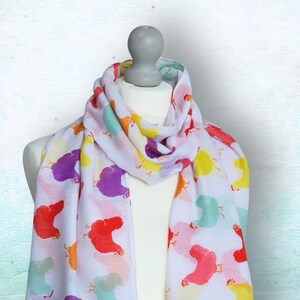 Chickens Scarf In A Box, Personalised Women's Scarf, Ladies Hens Gift, Letterbox 30th 40th 50th Birthday, Mum Grandma Present, Mothers Day image 2