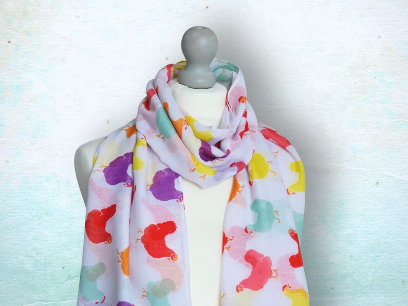 Chickens Scarf In A Box, Personalised Women's Scarf, Ladies Hens Gift, Letterbox 30th 40th 50th Birthday, Mum Grandma Present, Mothers Day image 2