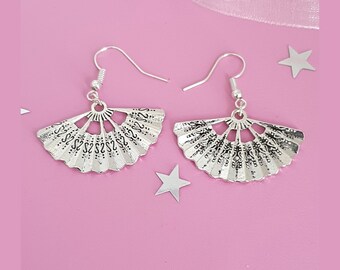 Silver Plated Fan Earrings: Oriental Geisha Dangle Jewellery