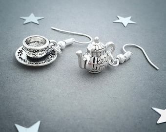 Handmade Teapot & Tea Cup Charm Earrings: Gift Wrapped Tea Lover Present