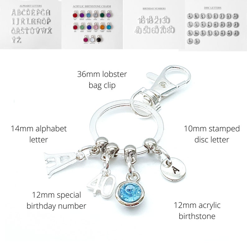 Rainbow Charm Keyring Initial Bag Charm Personalised Etsy UK