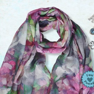 Personalised Floral Scarf: Pink Flower Pattern Scarf in a Box