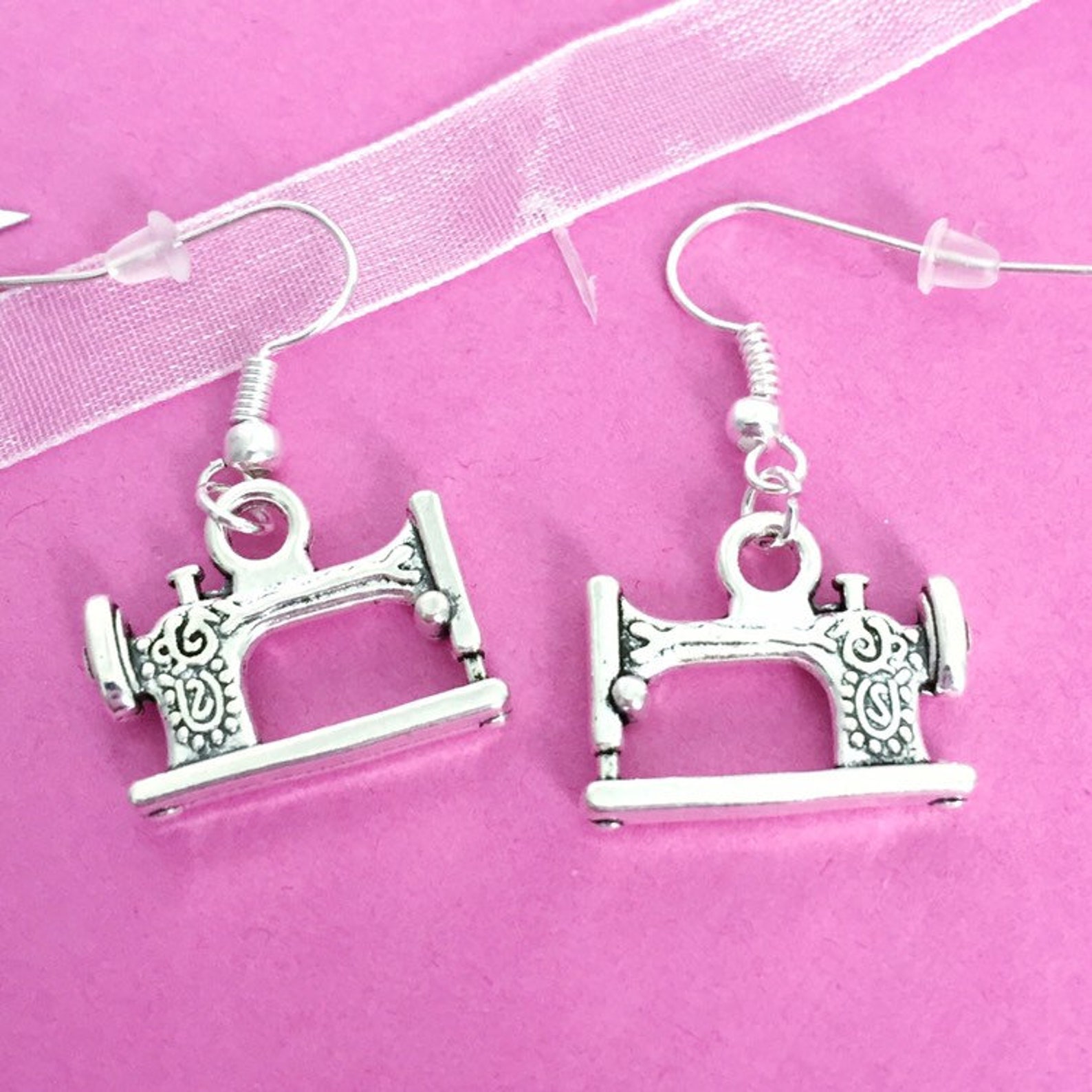 Sewing Machine Earrings Silver Novelty Seamstress Earrings | Etsy