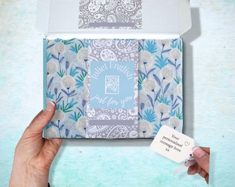 Personalised Dandelion Print Scarf: Blue Windflower Scarf, 40th 50th Gift Idea