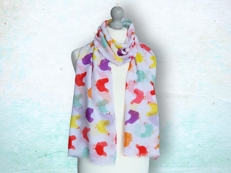 Chickens Scarf In A Box, Personalised Women's Scarf, Ladies Hens Gift, Letterbox 30th 40th 50th Birthday, Mum Grandma Present, Mothers Day image 3