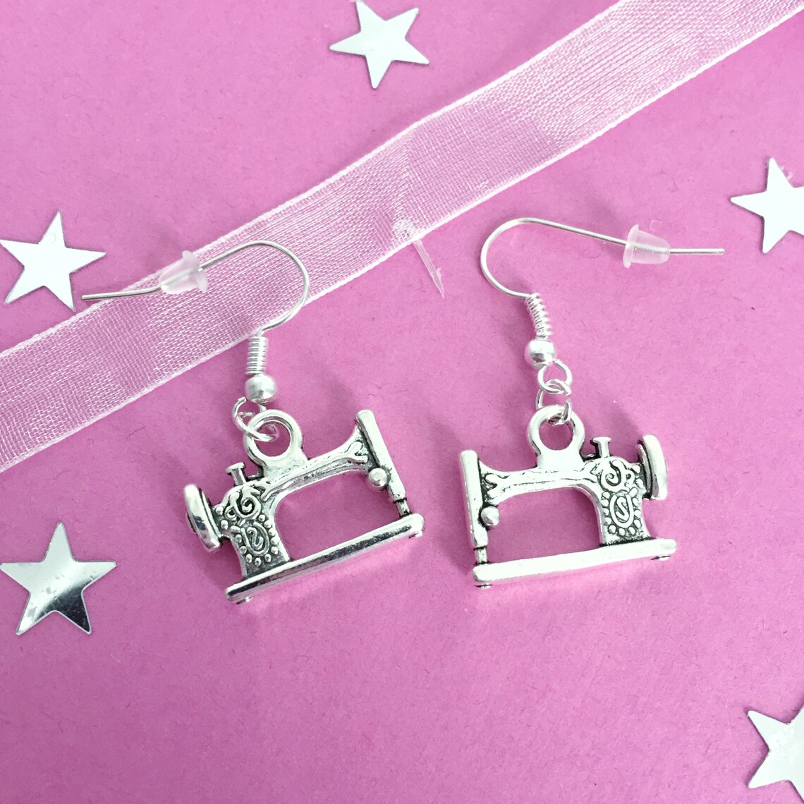 Sewing Machine Earrings Silver Novelty Seamstress Earrings Etsy