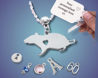 Personalised Silver Plated Rat Necklace: Rodent Lover Gift