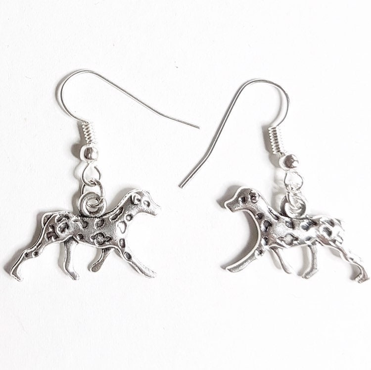 Dalmatian Earrings Silver Plated Spotty Dog Earrings | Etsy