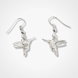 Silver Hummingbird Earrings Letterbox Present for Her Bird - Etsy