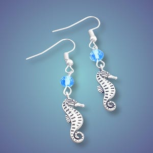 Tiny Silver Seahorse Earrings, Sea Horse Birthstone Jewellery, Summer Beach Earrings for Wedding, Ocean Lover Gift, Non Pierced Option