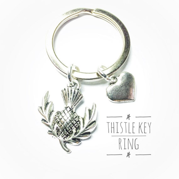 Scotish Thistle Handcrafted from Solid Pewter In the UK Key Ring