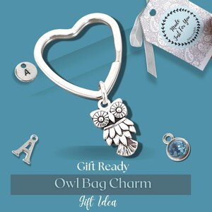 Personalized Owl Keyring, Wise Owl Bag Charm, Letterbox Birthday Gifts, Teacher Gift, Owl Gifts, Owl Jewellery