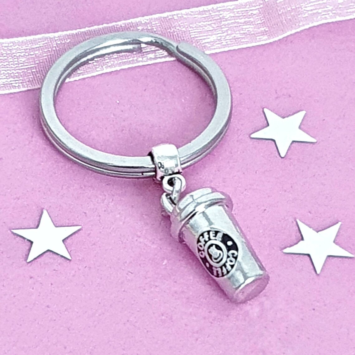 Coffee Cup Keyring Personalised Coffee Lovers Gift Coffee Etsy