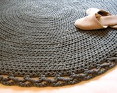 Crochet Rug ,Round Rug, Gray Rug, Handmade Rug, Doily Rug, Cotton Rug, Knitted Rug