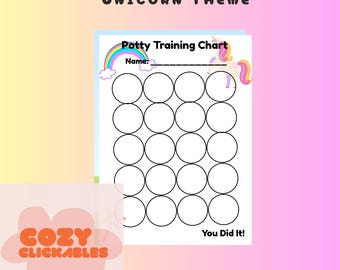 Töpfchen-Lehrtafel – Einhorn-Thema | Belohnungstabelle für das Kleinkind Toiletten Training | Druckbare Töpfchen PDF | Kindertöpfchen mit Einhorn Design