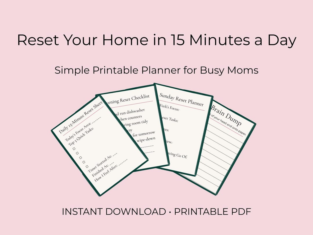 15 Minute Reset Planner for Busy Moms | Daily Cleaning Routine ...