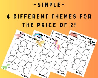Potty Training Chart Bundle – 4 Fun Themes (Dino, Unicorn, Farm, Fishing) | Printable Potty Tracker for Toddlers | Reward Chart Set PDF