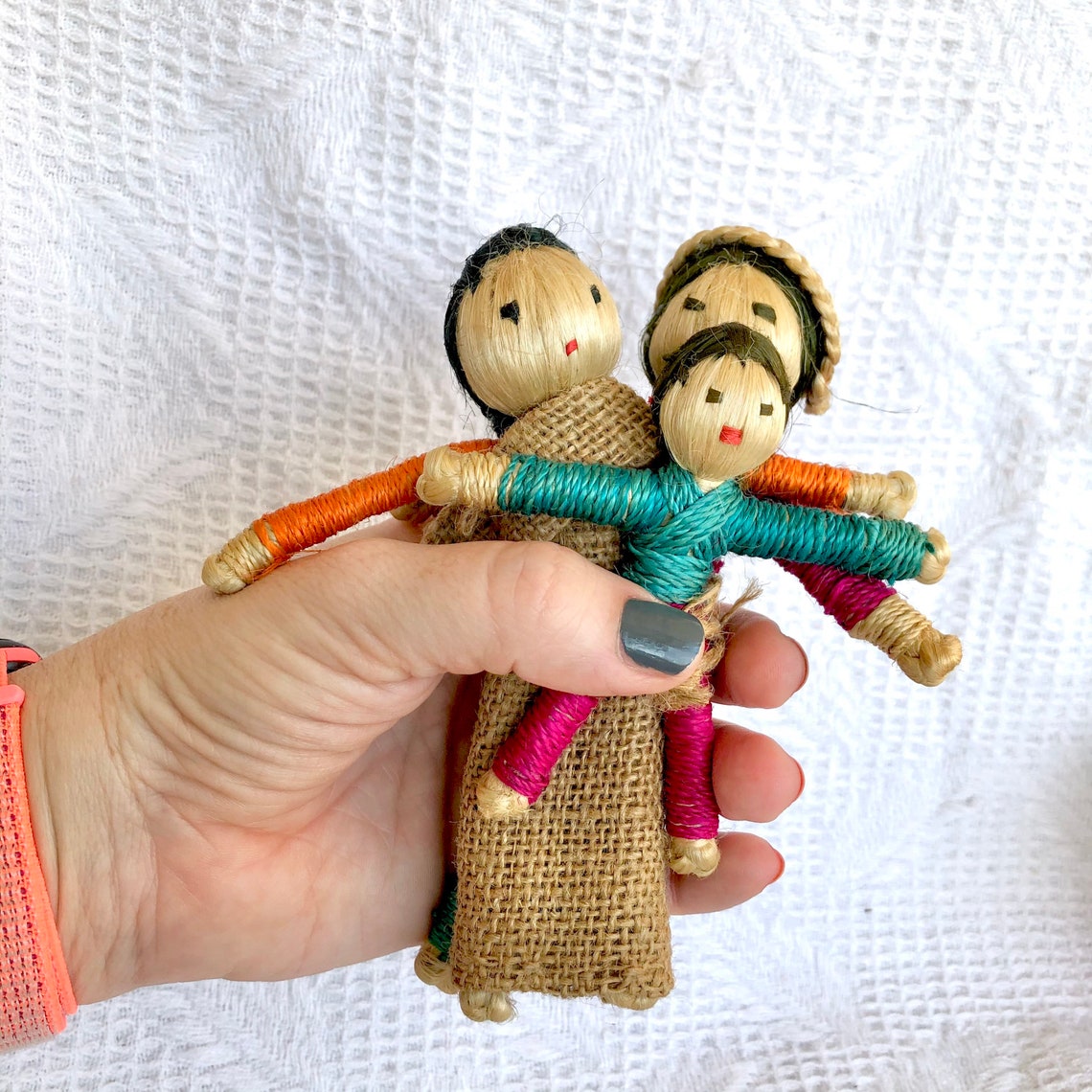 Asian Burlap Straw Family Doll Etsy