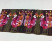 Cockerels. Large oblong very charming Swedish handwoven wallhanging, tapestry flemish weaving. 1960s motif. Excellently woolwork
