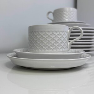White Palet. Quistgaard Cordial Trio Set. Cup, Saucer and Plate. Bang and Grøndahl, B & G. Danish Mid Century Modern. IHQ. 1960s