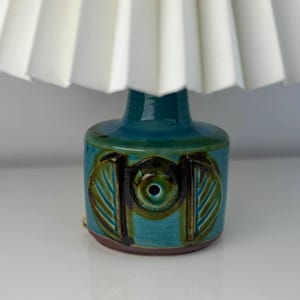 Søholm Stentøj Table Lamp 1203/1. Turquoise Crackle Glaze. Danish Mid Century Modern Ceramic Lamp. 1960s Vintage