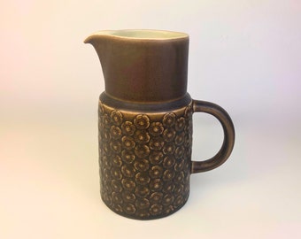 Quistgaard Umbra Pitcher, Made in Denmark by Jens Quistgaard - Beautiful brown flower embossed 1960's Kronjyden. - Gift for her