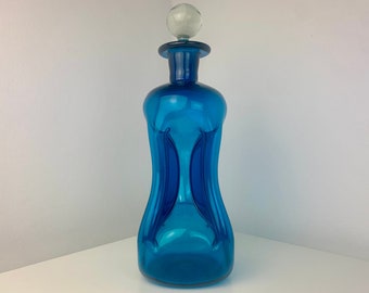 Vintage Holmegaard Blue Glass Bottle by Jacob Bang - Danish Design 1960s - Perfect Gift for Glass Collectors