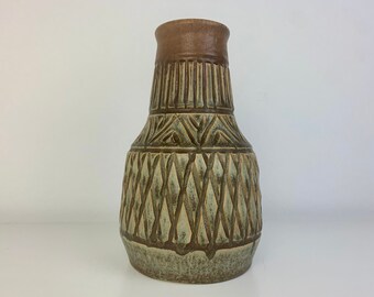 Vintage Danish Johgus Bornholm Vase - 1960s Diamond Rhombus Checker Design - Ideal Gift for Collectors of Danish Ceramics