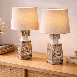 Set of Vintage Royal Copenhagen Baca Table Lamps. Designed by Nils Thorsson. Mid Century Danish Design. 1960s