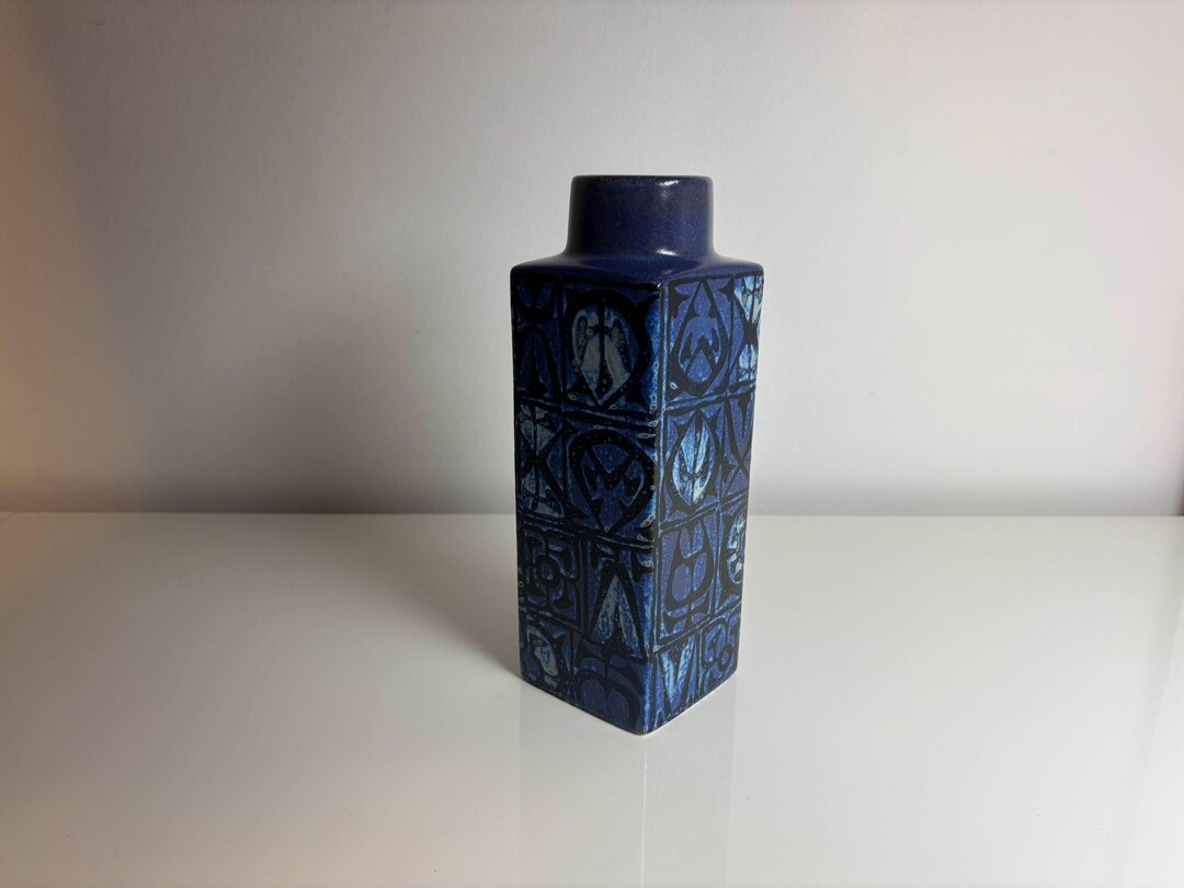 Royal Copenhagen Blue Baca Faience Vase by Nils Thorsson. Danish Mid ...
