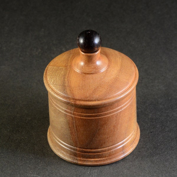 Cherry Lidded Box With Ironwood Insert Handmade Lathe Turned