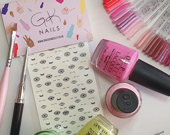 GK Nails | Eye Nail Decals | Nail Art | Waterslide Nail decals | Nail Decals | Evil eye | Eye Lashes