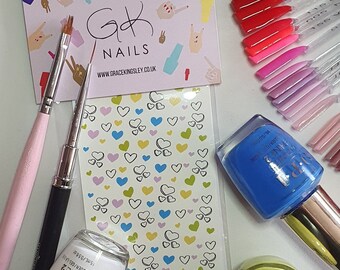 GK Nails | Love Heart Nail Decals | Love Hearts | Valentines Nail art | Nail Decals | Waterslide Nail Decals