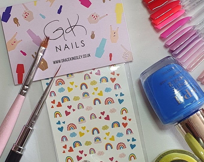 GK Nails | Cute Rainbow Nail Decals | Nail Art | Rainbow nails | Nail Decals | Waterslide Nail Decals