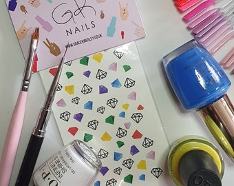 GK Nails | Diamond Nail Decals | Diamonds | Nail Decals | Waterslide Nail Decals |Nail Art