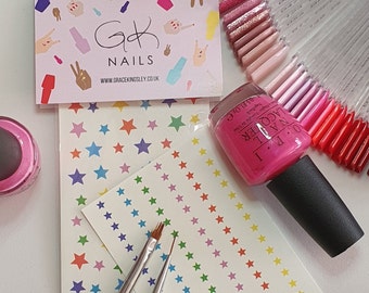 GK Nails | Coloured Star Nail Decals | Stars | Nail Decals | Waterslide nail decals | Nail Art | DIY Nail Art