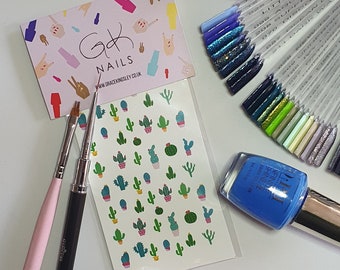 GK Nails | Cactus Nail Decals | Nail Art | Nail Decals | Waterslide Nail Decals | Cactus | DIY Nail art