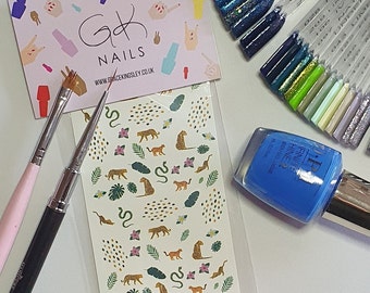 GK Nails | Jungle Nail Decals | Tropical Nail Art | Nail Art | Nail Decals | Jungle Theme | Waterslide Nail Decals