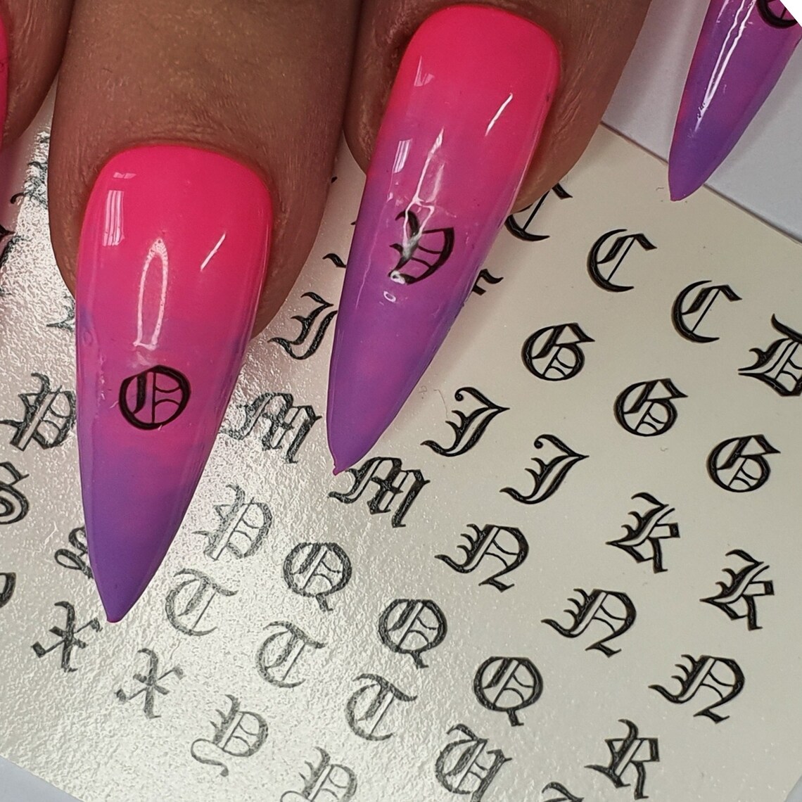 GK Nails Old English Font Old English Letters Nail Decals Etsy