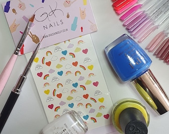 GK Nails | Rainbow Nail Decals | Waterslide Nail Decals | Nail Art | Nail Decals | Rainbows | DIY Nail Art