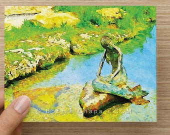 Mermaid Note Card Set, Sirena Of Salado Creek, Blank Inside