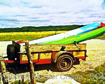 Giclee Print Kayak Trailer Texas River Art Limited Edition
