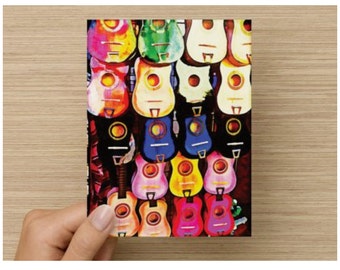 Note Cards Blank Set of 8 Colorful Mexican Mariachi Guitars San Antonio Thank You Card Greeting Card Stationery