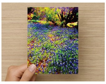 Note Cards Blank Set of 8 Bluebonnet Texas Hill Country Landscape Art Thank You Card Greeting Card Stationery