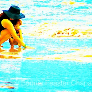 Mother And Child On The Beach South Padre Texas Gulf Coast Limited Edition Wall Art Giclee Print
