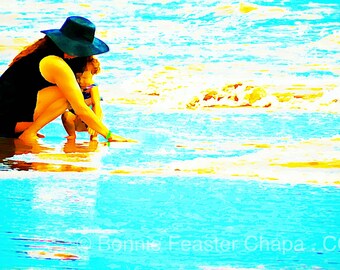 Mother and Child Beach Giclee Print, South Padre Texas