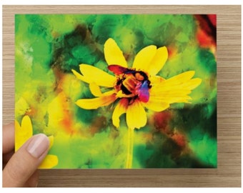 Note Cards Blank Set of 8 Bumble Bee Yellow Flower Lost Maples Texas State Park Thank You Card Greeting Card Stationery