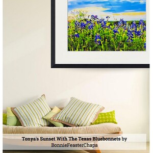 Tonya's Sunset Bluebonnets Texas Hill Country Blue Bonnet Blue State Wildflower Flower Texas Wall Art Giclee Print image 7